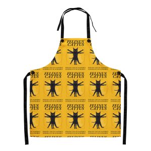 Vitruvian Cat Apron – Funny Yellow Cooking Apron with Latin Flair