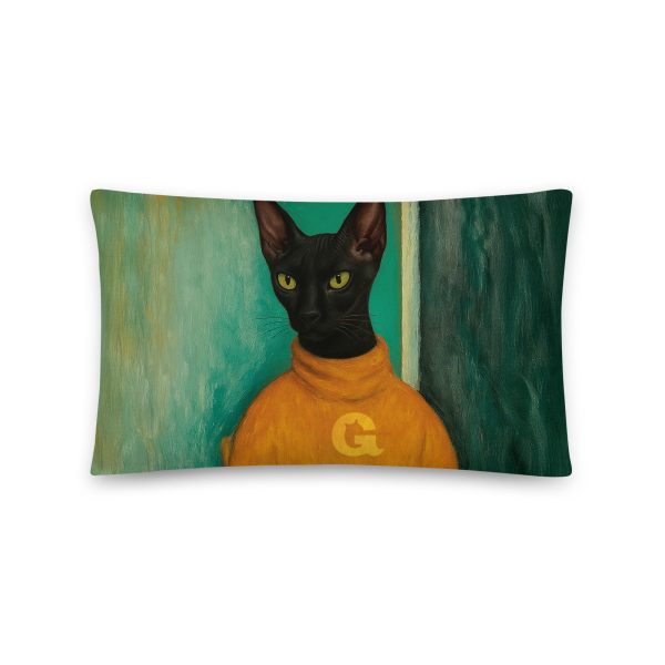 Turtleneck Cat Pillow – Green Black Cat Throw Pillow for Stylish Lounging - Image 4