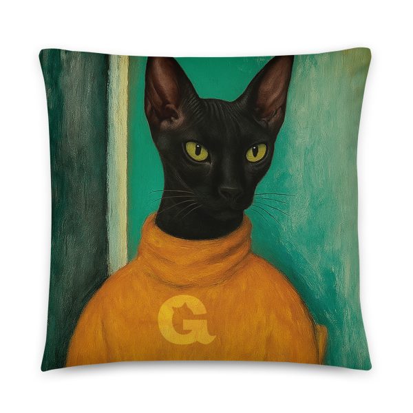 Turtleneck Cat Pillow – Green Black Cat Throw Pillow for Stylish Lounging - Image 5