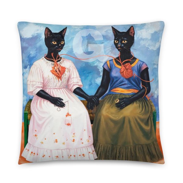 Frida Cat Pillow – Bold Black Cat Throw Pillow with Artistic Flair - Image 5