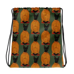 Modigliani Cat Drawstring Bag – Stylish Black Cat Gym Backpack