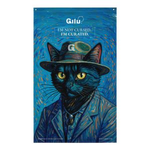 Van Gogh Cat Flag – Artistic Black Cat Wall Decor