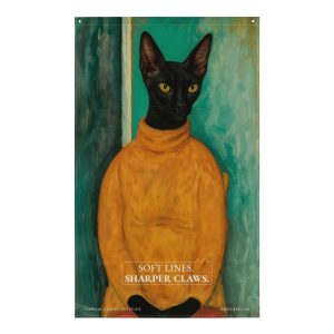 Modigliani Cat Flag – Modern Minimalist Cat Art Wall Hanging