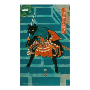 Samurai Cat Flag – Warrior Spirit Cat Wall Banner
