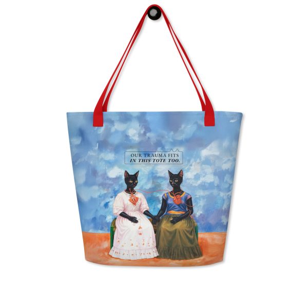Frida Cat Tote Bag – Bold Cat Lover Tote with Pocket and Emotional Capacity - Image 2