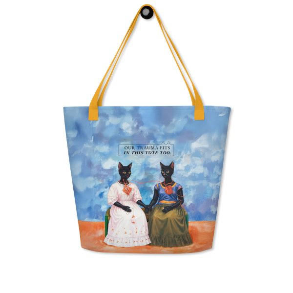 Frida Cat Tote Bag – Bold Cat Lover Tote with Pocket and Emotional Capacity - Image 3