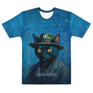 Support Cat All-Over Tee – Van Gogh Style Funny Cat Shirt