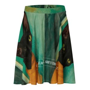 Presence Cat Skater Skirt – All-Over Print Black Cat Attitude Skirt