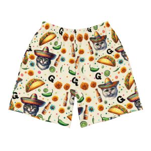 Taco ‘Bout Trouble All-Over Cat Shorts – Unisex Long Fit