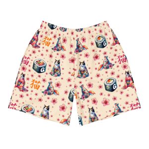 Sushi  and Sass Cat Print Long Shorts – Unisex Athletic Fit