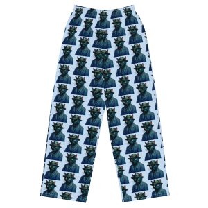 Van Gogh Cat Unisex Wide-Leg Pants – Artistic Black Cat Loungewear