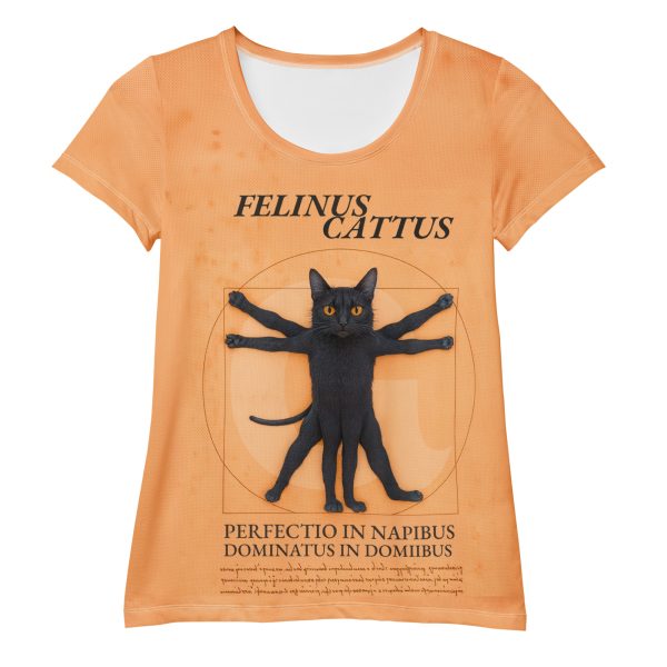 Vitruvian Cat Women’s Tee – All-Over Funny Renaissance Shirt