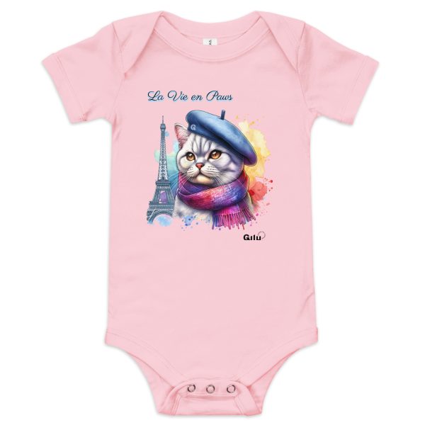 La Vie en Paws Baby Onesie – Paris Cat Baby Gift - Image 3