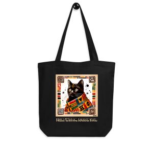 Feline Wisdom, African Soul – Kente Cat Eco Tote Bag