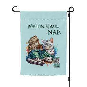 When in Rome Nap Garden Flag – Funny Cat Outdoor Decor