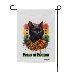 Proud in Pattern Garden Flag – African-Inspired Cat Decor