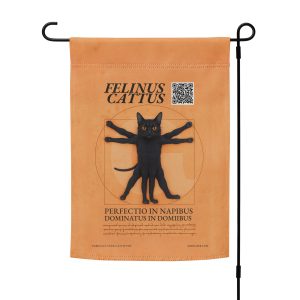 Vitruvian Cat Garden Flag – Funny Flag with QR Code to Support Cat Rescue