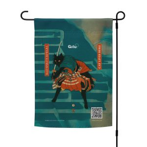 Samurai Cat Garden Flag – TNVR Awareness Flag with QR Code