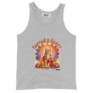 Sacred And Sassy Cat Tank Top – Funny Spiritual Cat Shirt for Adults