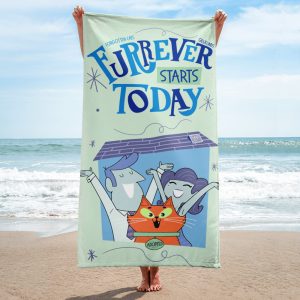 Furrever Starts Today Cat Rescue Towel – Unisex Blue-Green Beach Towel