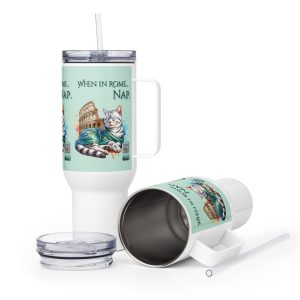 Roman Cat Nap Travel Mug – Funny Cat Tumbler for Espresso Lovers