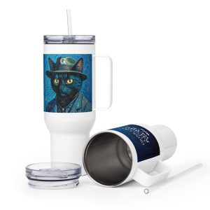 Legend Cat Travel Mug – Van Gogh Style Black Cat Tumbler