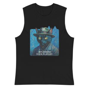 Judgy Cat Muscle Shirt – Van Gogh Style Funny Gym Tank