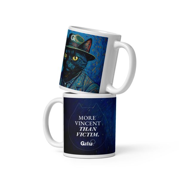 Vincent Cat Mug – Van Gogh Style Black Cat Coffee Cup - Image 2