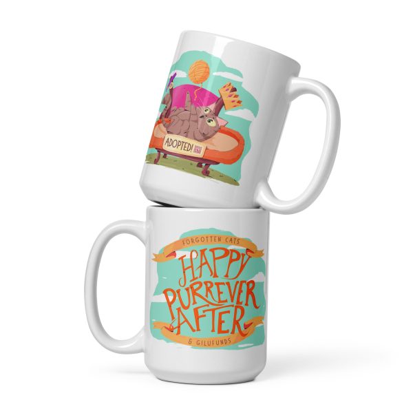 Happy Purrever After Cat Adoption Mug – White Glossy Rescue Gift - Image 3