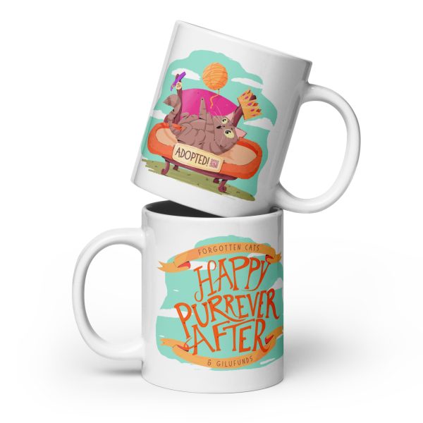 Happy Purrever After Cat Adoption Mug – White Glossy Rescue Gift