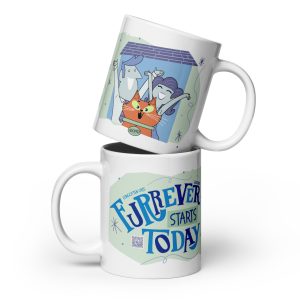 Furrever Starts Today Cat Rescue Mug – White Glossy Ceramic Cup - BLUE