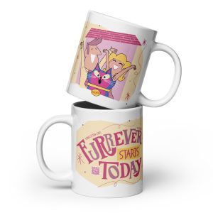 Furrever Starts Today Cat Rescue Mug – White Glossy Ceramic Cup - PINK