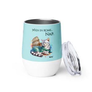 When in Rome, Nap – Funny Roman Cat Wine Tumbler