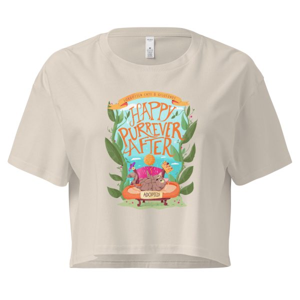Happy Purrever After Rescue Cat Crop Top – Women’s Organic Tee - Image 5