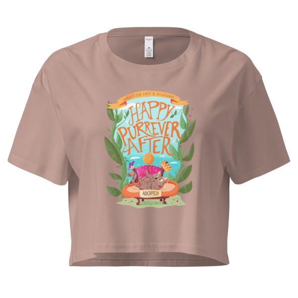 Happy Purrever After Rescue Cat Crop Top – Women’s Organic Tee - Image 4