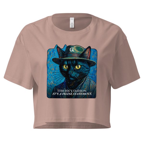 Feline Statement Crop Top – Van Gogh Style Black Cat Tee