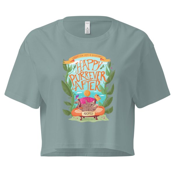 Happy Purrever After Rescue Cat Crop Top – Women’s Organic Tee - Image 3