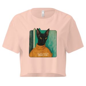 Smarter Cat Crop Top – Black Cat Turtleneck Sass Tee