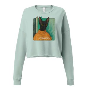 It’s Presence” Black Cat Cropped Sweatshirt – Artistic Style