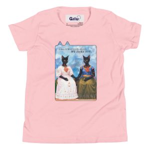 Dare You Youth Tee – Frida Style Black Cat Shirt for Kids