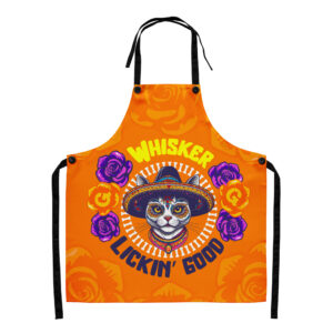 Whisker Lickin’ Good Cat Apron – Funny All‑Over Print