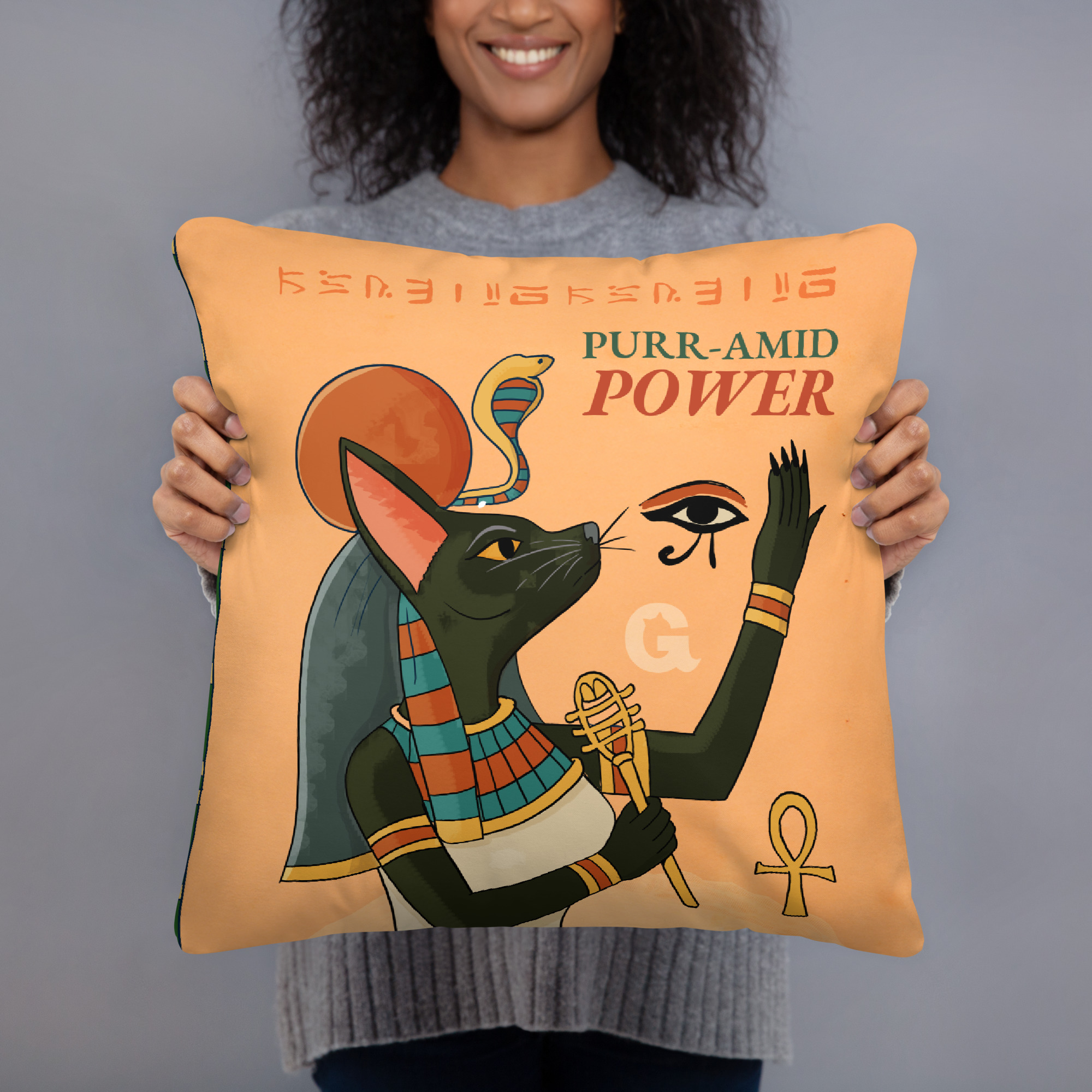 Deity Cat Pillow – Purr-amid Power