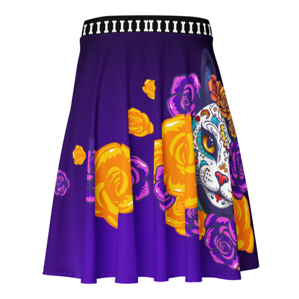 Día de los Muertos Cat Skater Skirt – Sugar Skull Cat Design - Image 2