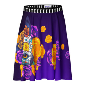 Día de los Muertos Cat Skater Skirt – Sugar Skull Cat Design