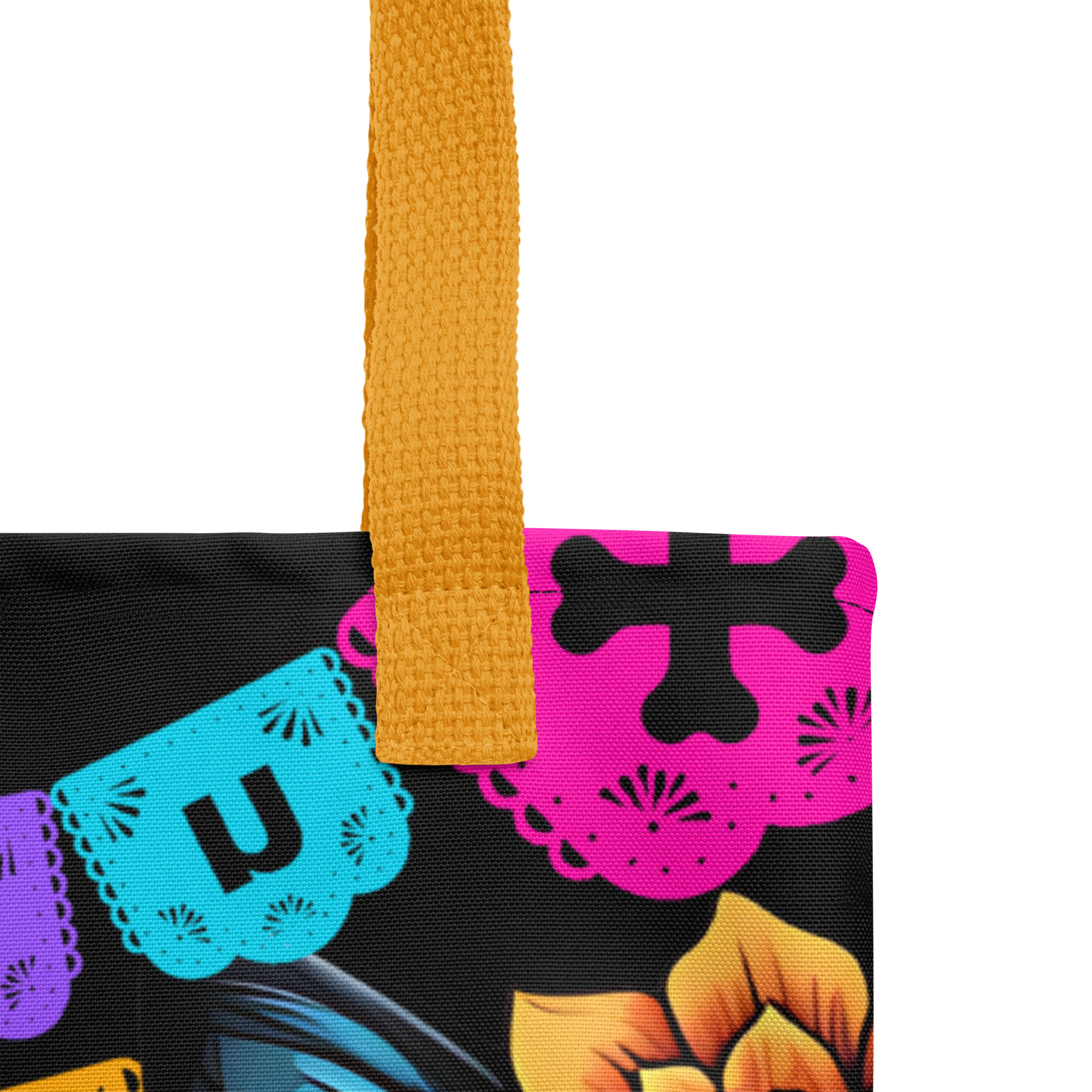 Carry 9 Lives Cat Tote Bag – Día de los Muertos All-Over Print - Image 4