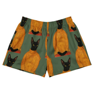 Modigliani Cat Athletic Shorts – Funny Unisex Green Workout Shorts