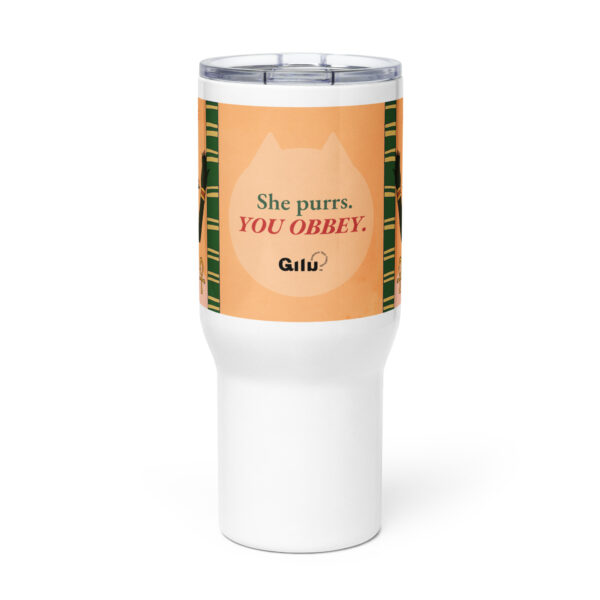 Deity Cat Travel Mug – She Purrs, You Obey - Image 2