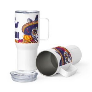 Born to Meowriachi Travel Mug with Handle – 25 oz