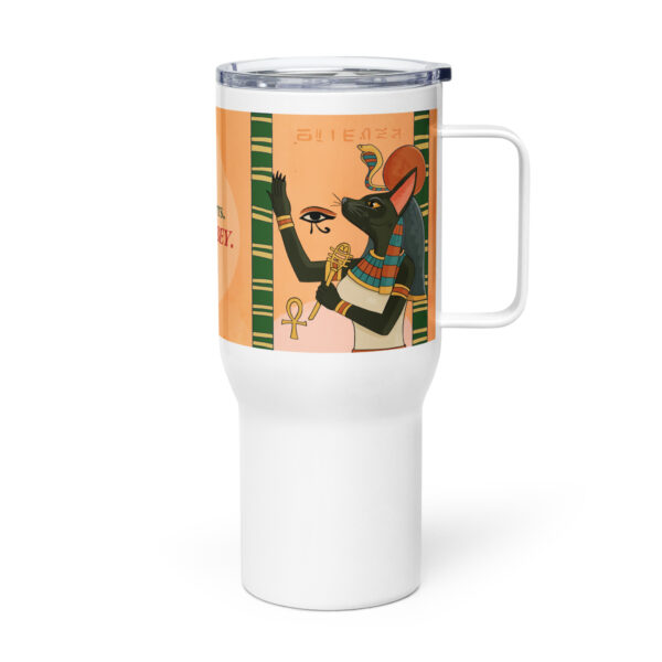 Deity Cat Travel Mug – She Purrs, You Obey - Image 3