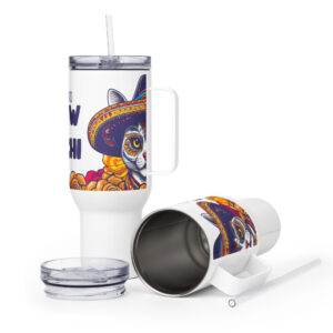 Born to Meowriachi Travel Mug with Handle – 40 oz